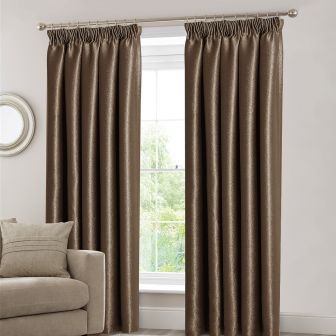 Barra Blockout Latte Ready Made Pencil Pleat Curtains