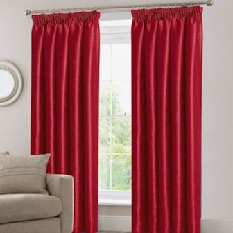 Barra Blockout Red Ready Made Pencil Pleat Curtains