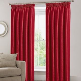 Barra Blockout Red Ready Made Pencil Pleat Curtains