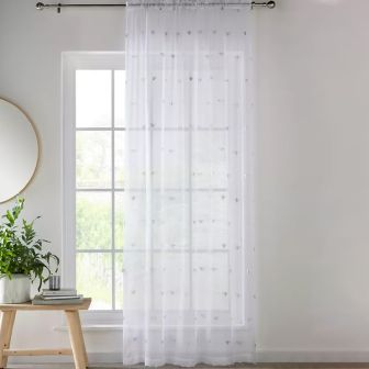 Bee White & Silver Voile Panel