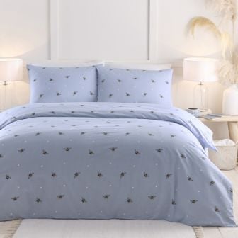 Bees Blue Cotton Mix Duvet Set