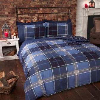Argyle Blue Cotton Mix Duvet Set