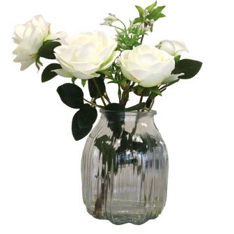 Cream Roses in Glass Vase