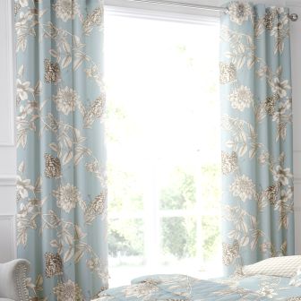 Butterfly Meadow Duck Egg Eyelet Curtains 66"x72"