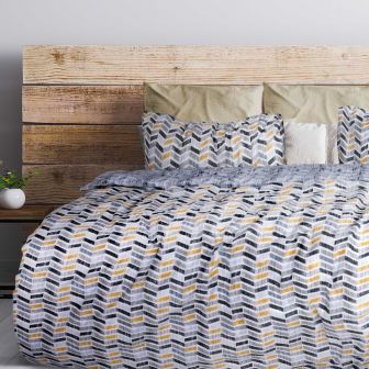 Caleb Ochre & Charcoal Cotton Rich Duvet Set