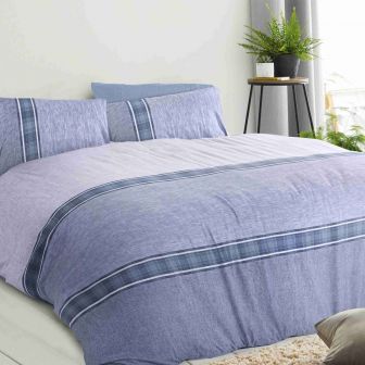 Callum Navy Cotton Rich Duvet Set