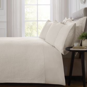 Carlton Waffle Cream 100% Cotton Duvet Cover Set