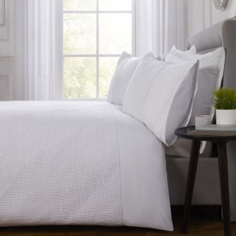 Carlton Waffle White 100% Cotton Duvet Cover Set