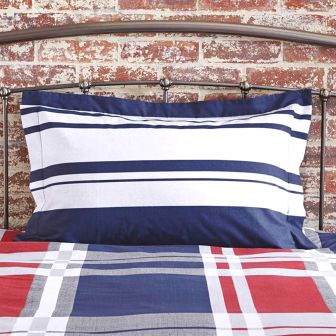 Carson Blue & Red Oxford Pillowcase