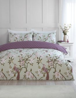 Paradise Heather & Green Cotton Rich Duvet Cover Set