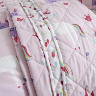 Castle Unicorn Pink Bedspread 150 x 200cm
