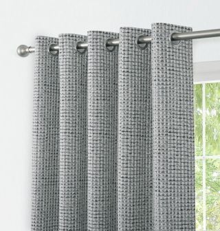 Chevin Silver Blackout Ready Made Eyelet Curtains