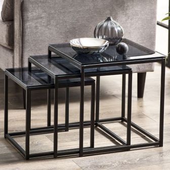 Chicago Smoke Glass Nest of 3 Tables