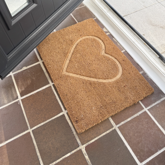 Coir Heart Embossed Door Mat