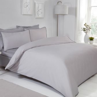 Contrast Grey / Charcoal Piped Duvet Set 