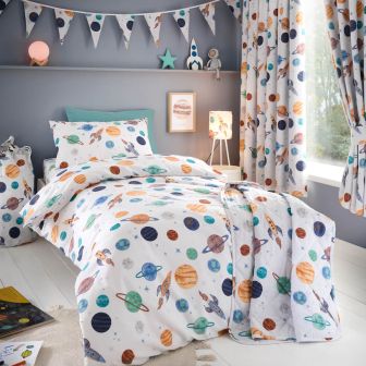 Cosmic White Cotton Mix Duvet Cover Set