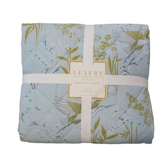 Crane Blue Quilted Bedspread 200x200cm