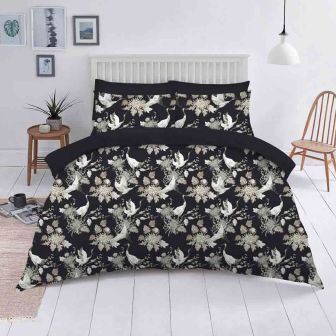 Crane Black Cotton Duvet Set