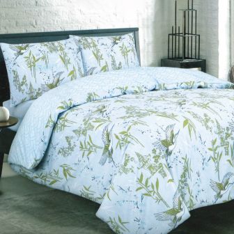 Crane Blue Luxury Cotton Rich Duvet Cover Set