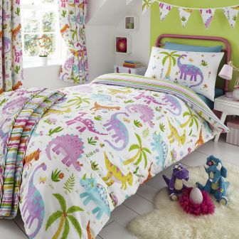 Daisy Dino Purple Cotton Mix Duvet Cover Set 