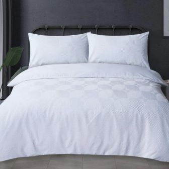 Diamond Embossed White Duvet Set
