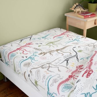 Dino Explorer Natural Cotton Mix Fitted Sheet Range