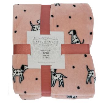 Dogs Pink Throw