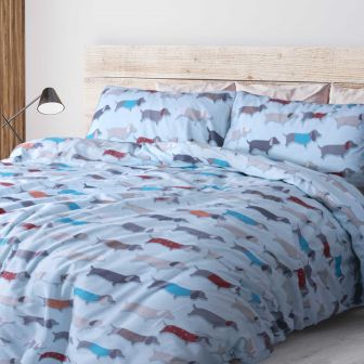 Little Doggies Blue Cotton Rich Duvet Set