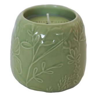 English Forest 8cm Embossed Ceramic Candle