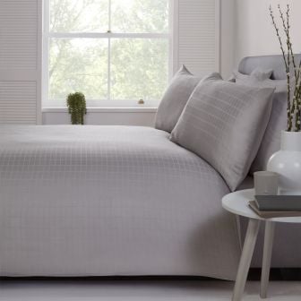 Fairmont Check Silver 100% Cotton Duvet Cover Set