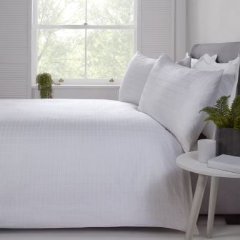 Fairmont Check White 100% Cotton Duvet Cover Set
