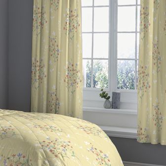Felicity Ochre Ready Made Eyelet Curtains 66" x 72"