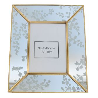 Gold Floral Mirrored Photo Frame