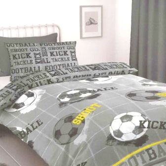 Football Charcoal Cotton Rich Duvet Set 