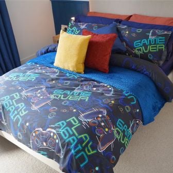 Game Over Black Cotton Mix Duvet Set