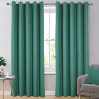 Gemini Green Blackout Ready Made Eyelet Curtains