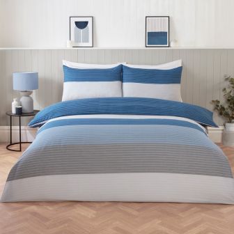 Gino Navy Cotton Mix Duvet Cover Set