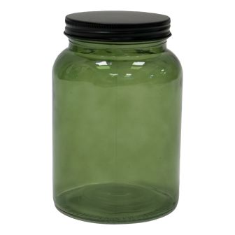 Green Glass Storage Jar 
