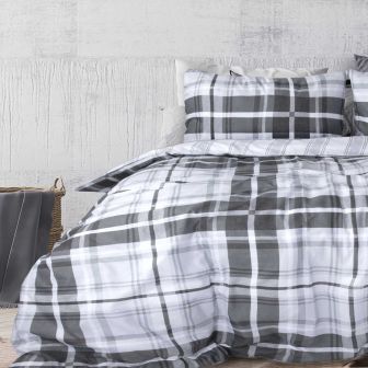Hamish Charcoal Cotton Rich Duvet Set