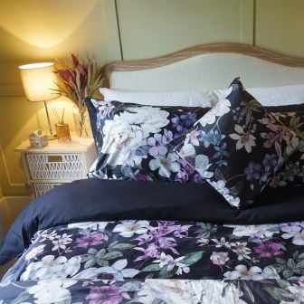 Hannah Black Floral Velvet Duvet Set