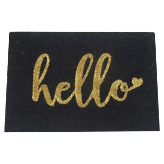 Hello Stencilled Coir Door Mat