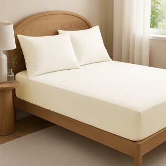 Hotel Collection 100% Cotton Cream Fitted Sheet
