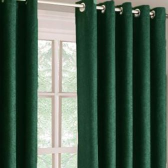 Iona Green Blockout Ready Made Eyelet Curtains