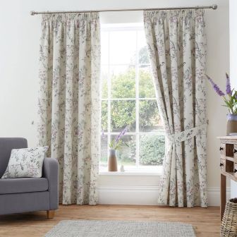 Jazmine Heather Ready Made Pencil Pleat Curtains
