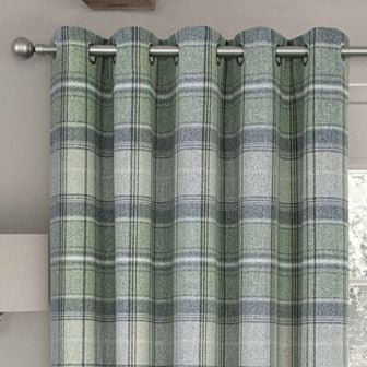 Kinross Green Interlined Thermal Ready Made Eyelet Curtains