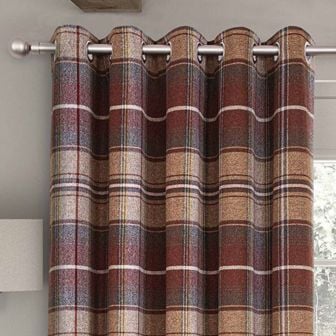 Kinross Terracotta Interlined Thermal Ready Made Eyelet Curtains