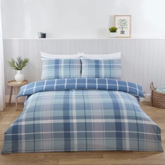 Lanark Blue Cotton Rich Duvet Set