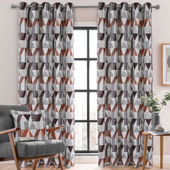 Larossa Terracotta Ready Made Eyelet Curtains