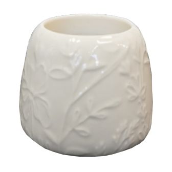 Amber and Lily 8cm Embossed Ceramic Candle
