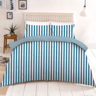 Linea Stripe Blue Cotton Rich Duvet Set